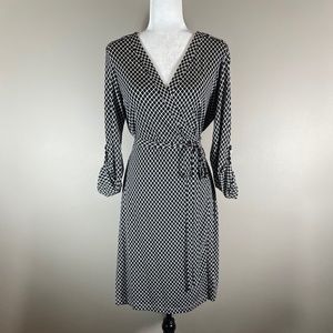 CALVIN KLEIN Black & White Fishnet True Wrap Dress NWOT